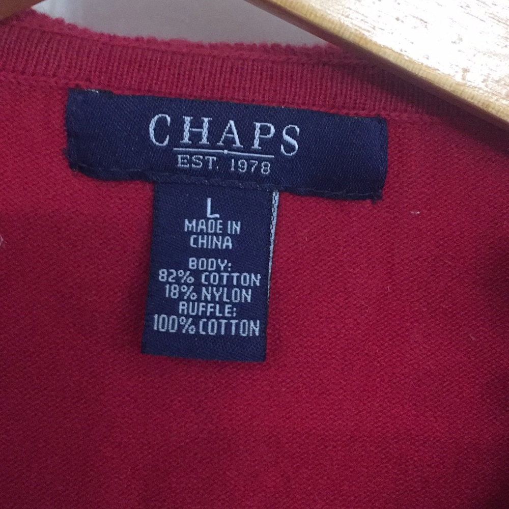 Chaps Ruby Red Ruffle Sweater Sz Large - Picture 3 of 6